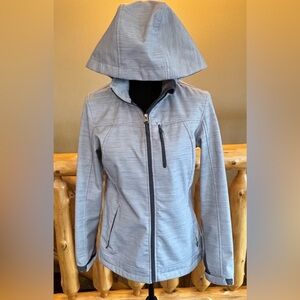 Free Country Women's Gray Winter Jacket with Removable Hood Faux Fur Zip Small